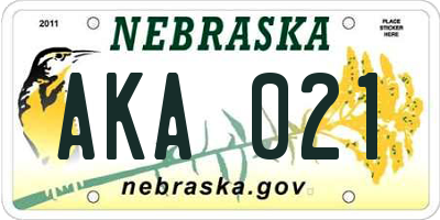 NE license plate AKA021