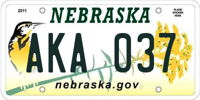 NE license plate AKA037