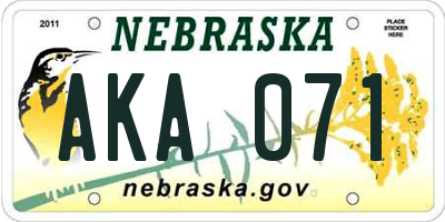 NE license plate AKA071