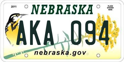 NE license plate AKA094