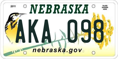 NE license plate AKA098