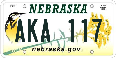 NE license plate AKA117