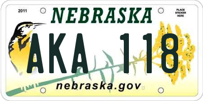 NE license plate AKA118