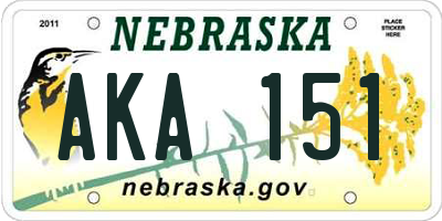 NE license plate AKA151