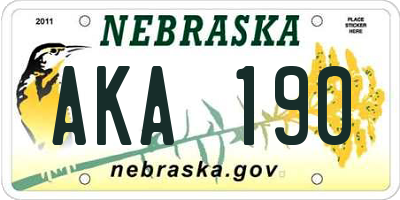 NE license plate AKA190