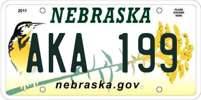 NE license plate AKA199
