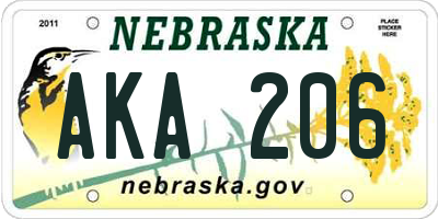 NE license plate AKA206