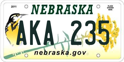 NE license plate AKA235