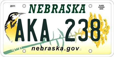 NE license plate AKA238