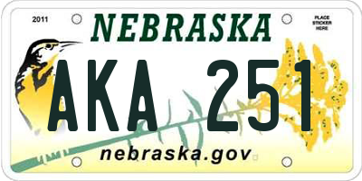 NE license plate AKA251