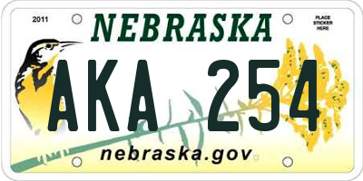 NE license plate AKA254