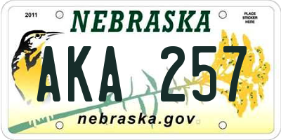 NE license plate AKA257