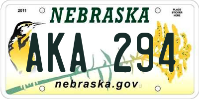 NE license plate AKA294