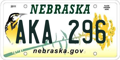 NE license plate AKA296