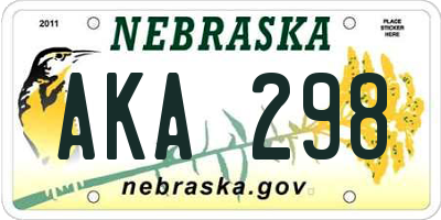 NE license plate AKA298