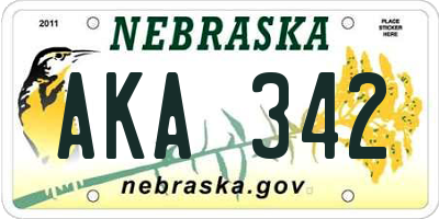 NE license plate AKA342