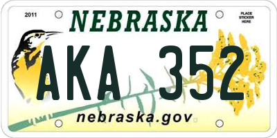 NE license plate AKA352