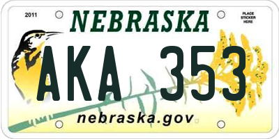 NE license plate AKA353