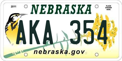 NE license plate AKA354