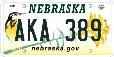 NE license plate AKA389