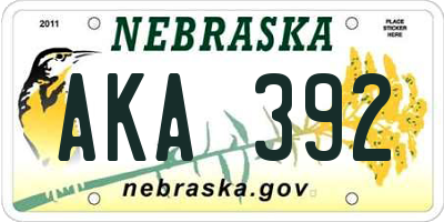 NE license plate AKA392