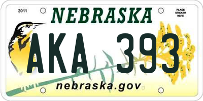 NE license plate AKA393