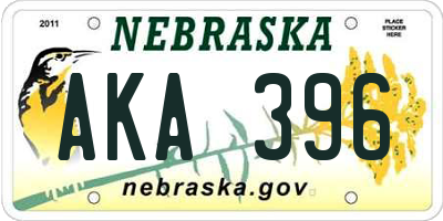 NE license plate AKA396