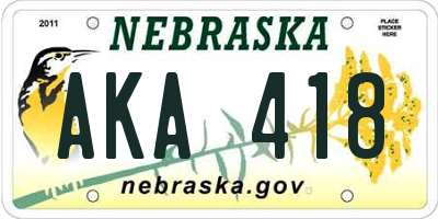 NE license plate AKA418