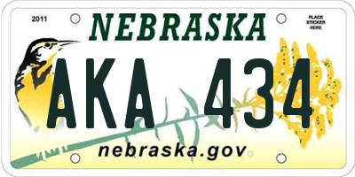 NE license plate AKA434
