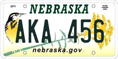 NE license plate AKA456