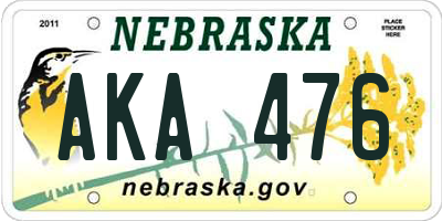 NE license plate AKA476