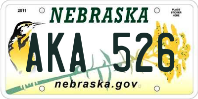 NE license plate AKA526