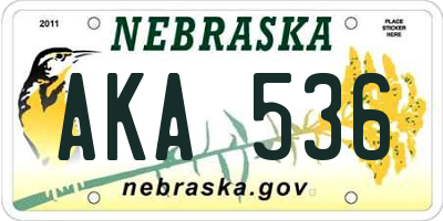 NE license plate AKA536