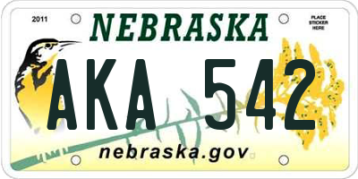 NE license plate AKA542