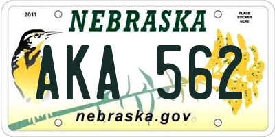 NE license plate AKA562