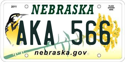 NE license plate AKA566