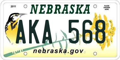 NE license plate AKA568
