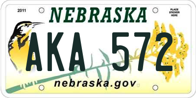 NE license plate AKA572