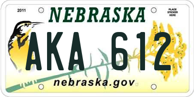 NE license plate AKA612