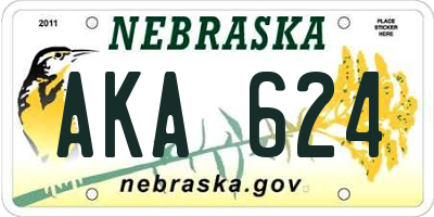 NE license plate AKA624