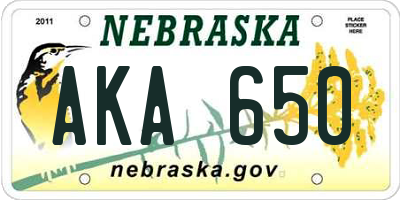 NE license plate AKA650