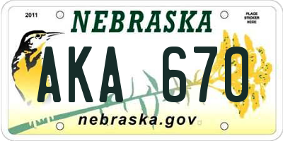 NE license plate AKA670