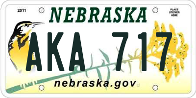 NE license plate AKA717