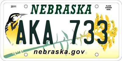 NE license plate AKA733