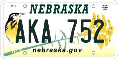 NE license plate AKA752