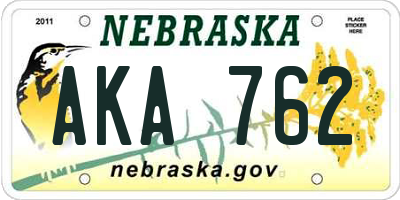 NE license plate AKA762