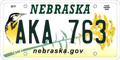 NE license plate AKA763