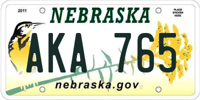 NE license plate AKA765