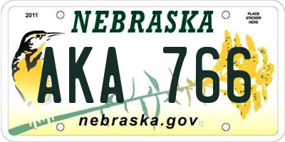 NE license plate AKA766