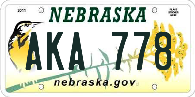 NE license plate AKA778